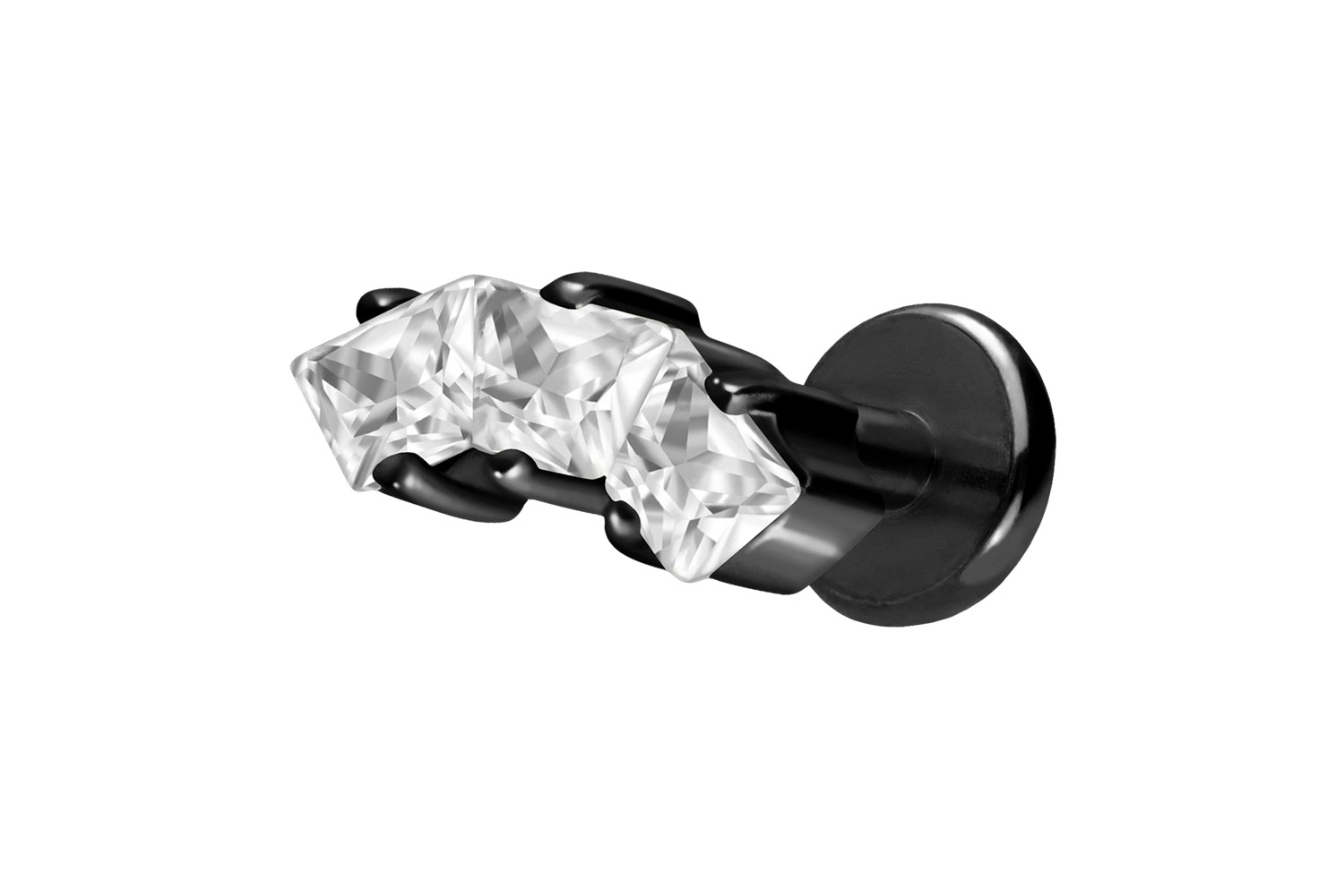Titan Labret Piercing mit Push Fit EINGEFASSTE KRISTALLTRAPEZE